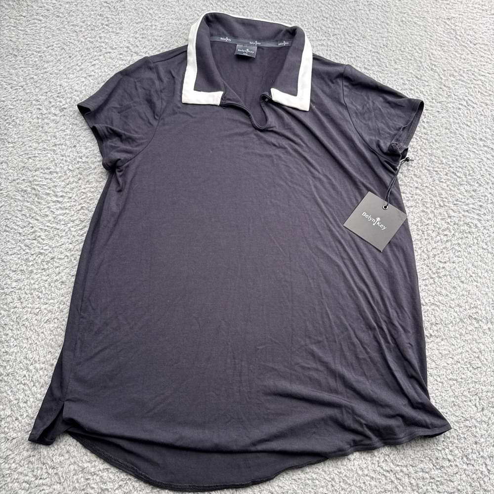 Belyn Key Birdie Keyhole Cap Sleeve Golf Shirt Polo Womens XS Black TSS0009-NIN